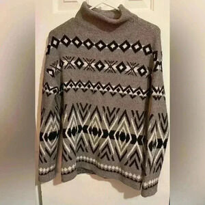 Christian Siriano Cozy Aztec Pattern Sweater Gray Size Small